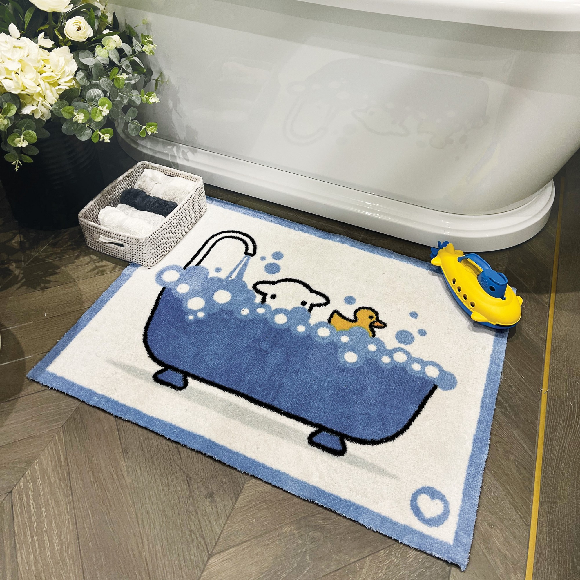 Hug Rug Herdy Bathtime Washable Doormat In Blue